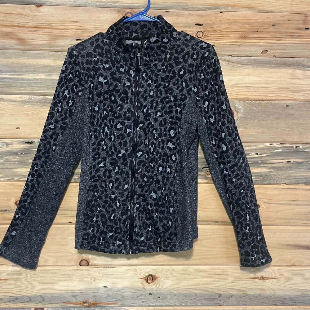 Zip-up JNY Black animal print Sport Sweater